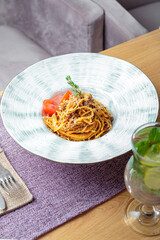 Fresh and delicious pasta with meat