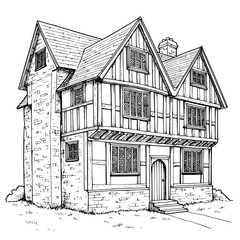 Tudor Home Architectural Silhouette