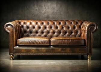 Richly textured leather sofa enveloped in deep shadows