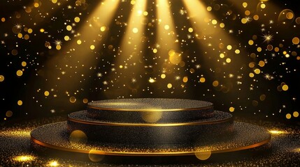 Bokeh lights creating a glamorous awards scene.