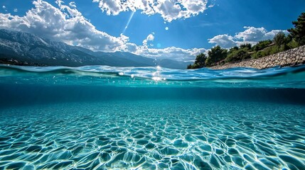 Beautiful contrast between above the water and serene underwater realms.