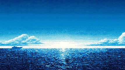 Vibrant 8bit Pixel Art Ocean Background