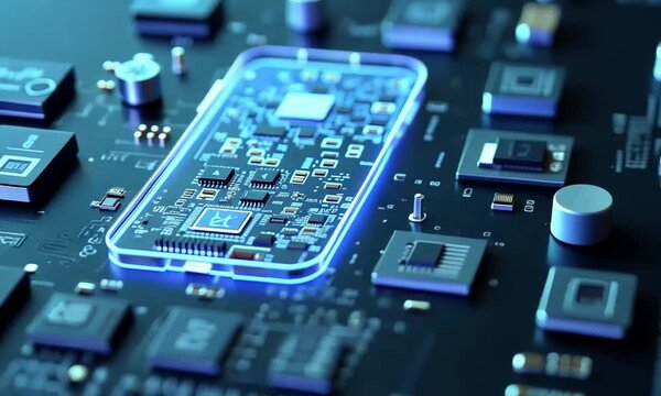 Transparent Smartphone Revealing Internal Circuits and Components in High-Tech Close-Up

