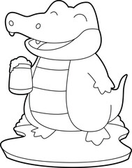 Crocodile Beer mug Beer Animal Vector Graphic Art Illustration