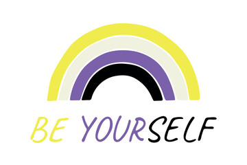 Fototapeta premium Colorful rainbow shape Non-binary pride flag Happy pride day LGBTQIA community Pride Month Vector hand drawn doodle for posters, stickers, logo, cards
