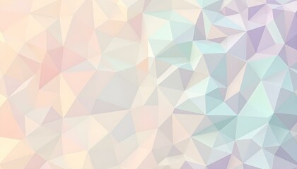 Triangular low poly mesh of peach mint and lavender forming a dreamy gradient pastel art background