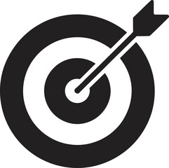Black and white bullseye target icon with arrow hitting the center demonstrating accuracy