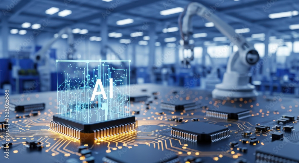 Wall mural ai artificial intelligence technology concept. machine learning, deep learning, industry 4.0 automat