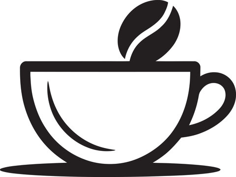Simple black and white coffee cup and coffee bean logo design illustration