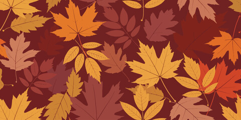 Autumn Leaves Seamless Pattern Vibrant Fall Foliage Design