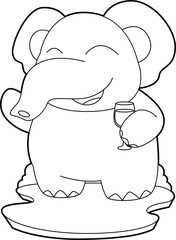 Elephant Red wine Animal Vector Graphic Art Illustration