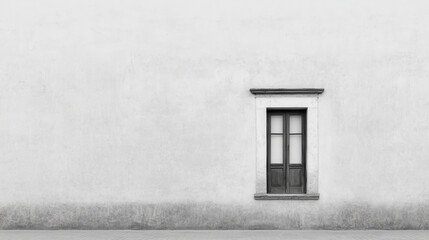 minimalist scene of abandoned building focusing on single window
