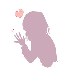 手を振る女若い性　シルエット　恋愛