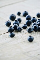 Fresh Blueberries on Wooden Table – Healthy Vitamin-Rich Fruit.