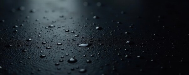 Polished black metal, reflecting minimal light, surface, industrial