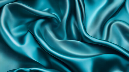 Obraz premium Turquoise Silk Fabric Texture with Luxurious Folds and Shine