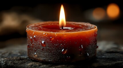 Soft candle flame flickering in the dark with detailed wick and gentle light falloff