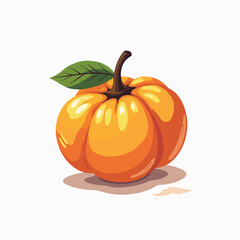 Obraz premium Vibrant Cartoon Pumpkin with Leaf Illustration, Perfect for Autumn and Halloween Designs
