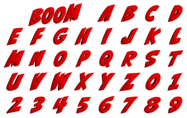 Comic Book  Red Alphabet 3D illustration
