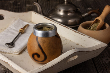 still life with mate tea accessories