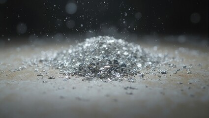 Pile of zinc flakes on wood