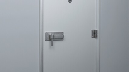Steel security door in gray wall