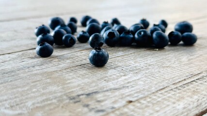 Close-Up of Ripe Blueberry Fruit – Fresh Vitamin-Packed Berries on Table.