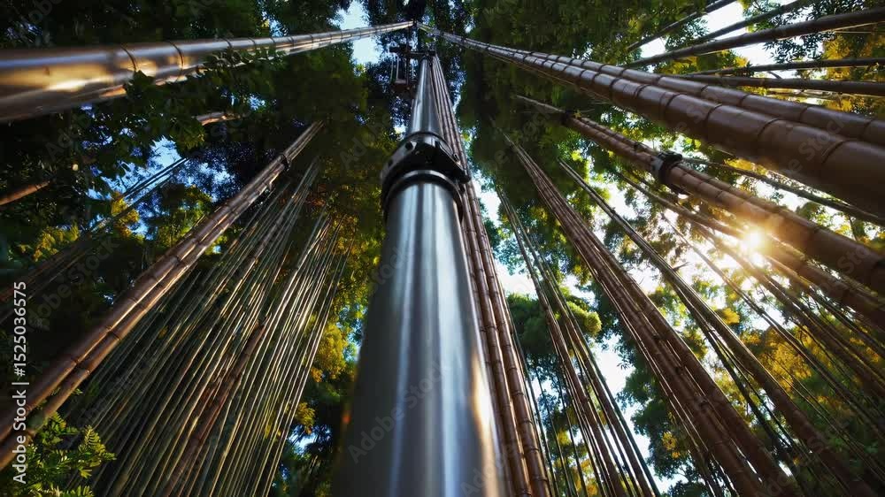 Aufkleber exploring a serene bamboo forest with sunlight filtering through tall trees