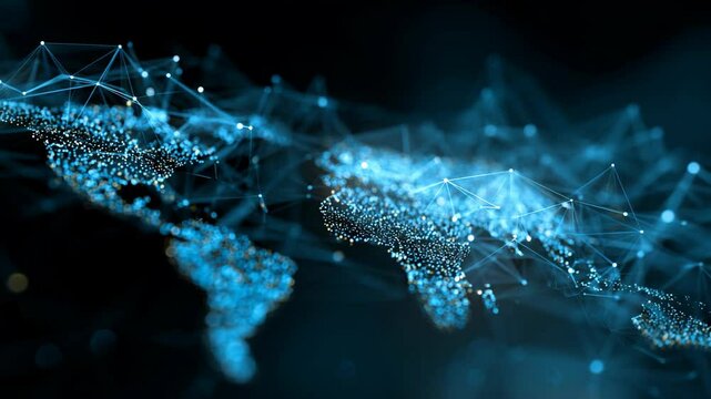 Dynamic Abstract Data Visualization of Global Network Connections in Blue and Black