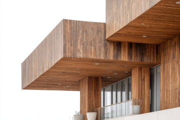 closeup of modern wooden building facades highlighting unique accent elements and textures
