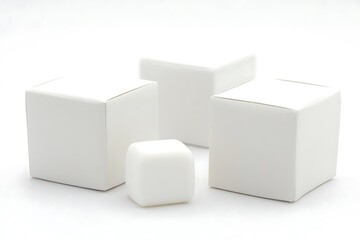 Group of Clean White Geometric Forms on a White Background