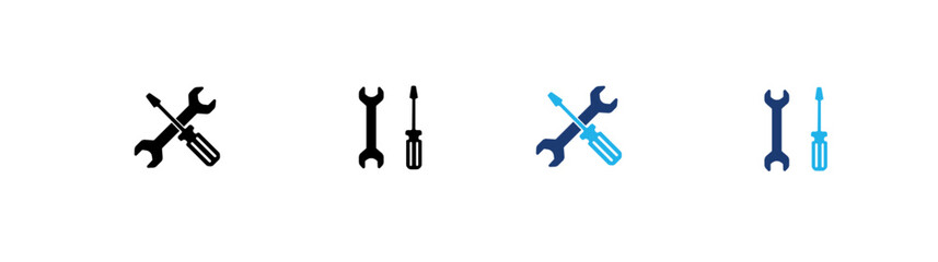TooRepair tools icon set. tool icon vector. setting icon vector. Wrench and screwdriver. support, Service
