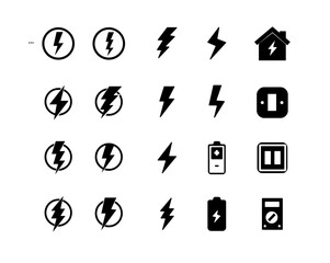 Electricity icons set. Power related icon. green energy icon. vector illustration