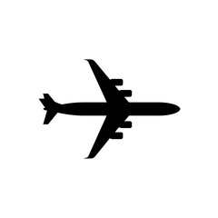 Obraz premium A Simple Black Silhouette of a Commercial Airplane Icon for Travel and Aviation