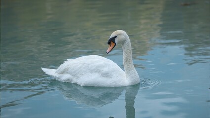Obraz premium Elegant swan on still lake