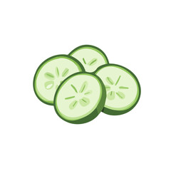 Simple flat 2D icon cucumber slices isolated on transparent background, vector, flat design, animation design, vector, flat design, animation design, simple flat 2D icon, minimalist design, clipart