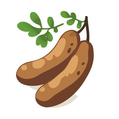 My Simple flat 2D whole tamarind icon on a transparent background, high-resolution vector illustration, minimalist clipart, suitable for print and digital design, clipart icon set