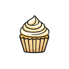 My Simple flat 2D cupcake icon on a transparent background, high-resolution vector illustration, minimalist clipart, suitable for print and digital design, clipart icon set