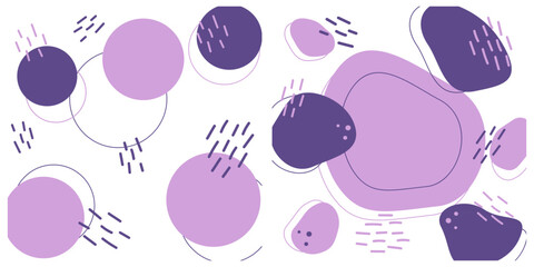 Hand drawn stroke and Abstract spots in trendy Lavender Holidays Festive Copy space Template Set 