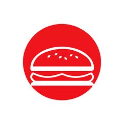 My Simple flat 2D burger icon on a transparent background, high-resolution vector illustration, minimalist clipart, suitable for print and digital design, clipart icon set