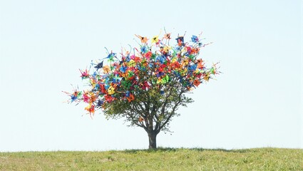 Kites tangled in a tree