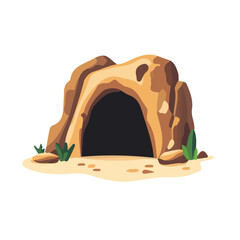 My Simple flat 2D cave entrance icon on a transparent background, high-resolution vector illustration, minimalist clipart, suitable for print and digital design, clipart icon set
