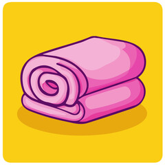 My Simple flat 2D pink towel icon on a transparent background, high-resolution vector illustration, minimalist clipart, suitable for print and digital design, clipart icon set