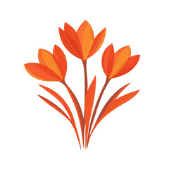 My Simple flat 2D saffron bunch icon on a transparent background, high-resolution vector illustration, minimalist clipart, suitable for print and digital design, clipart icon set
