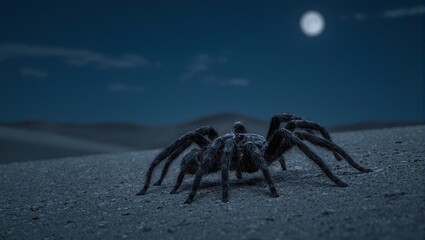 Tarantula crawling on dunes