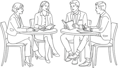 Business meeting, office teamwork, group discussion, corporate brainstorming, professionals talking, 