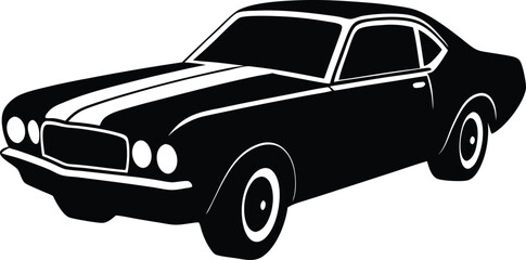A black and white vector illustration of a classic stretch limousine for luxury transportation
