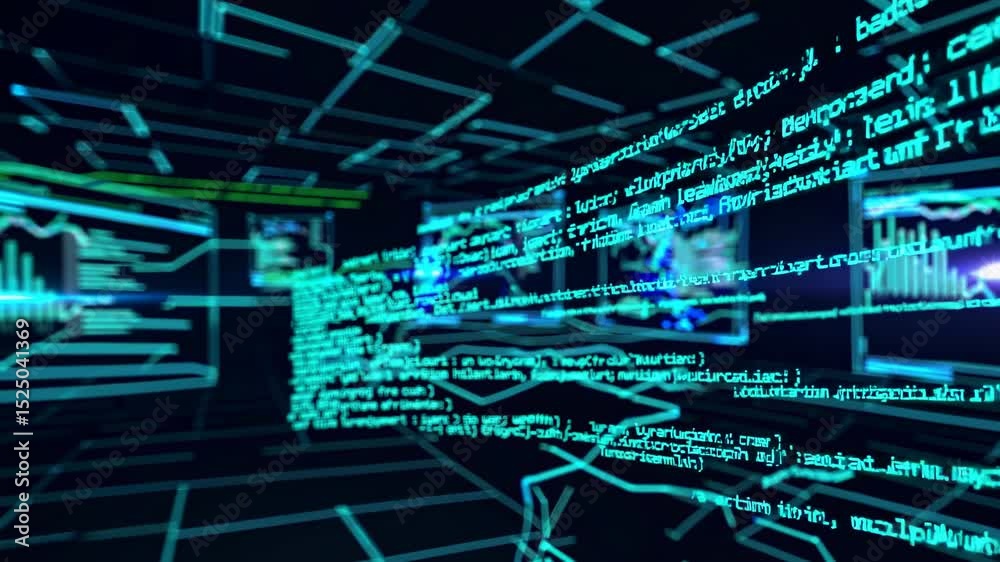 Fototapete Exploring the world of digital data and programming in a futuristic environment