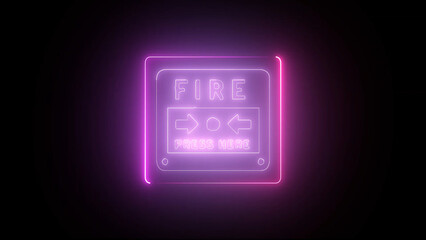 Neon Fire Alarm Sign A Modern Emergency Indicator Against a Dark Background with Glowing Accents © Creative