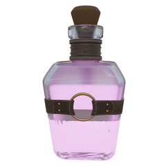 3D rendered magic potion bottle isolated on transparent background